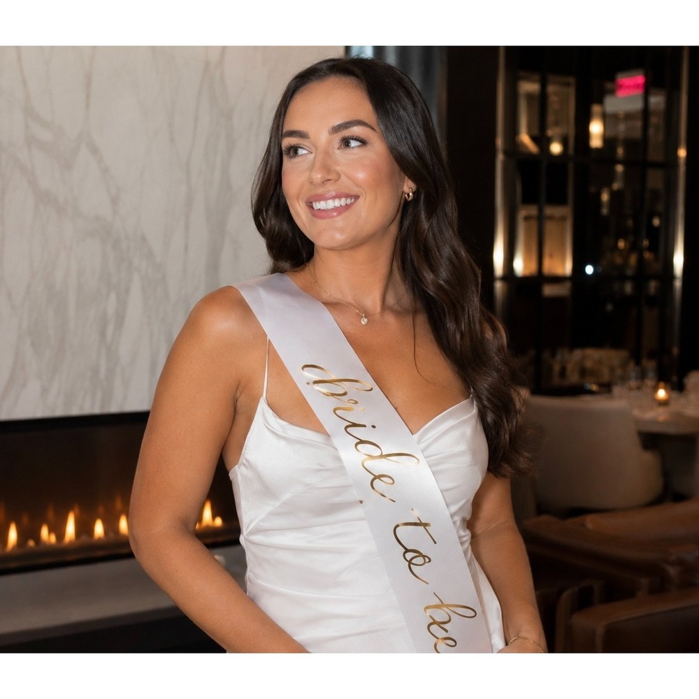 White with‎ Gold Lettering Bride to Be Sash